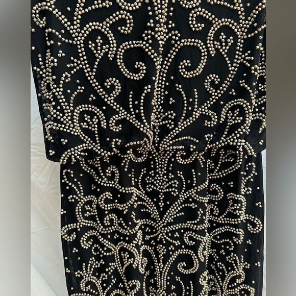 Xscape black beaded dress size 10 EUC cocktail, holiday event blouson top - Picture 7 of 13